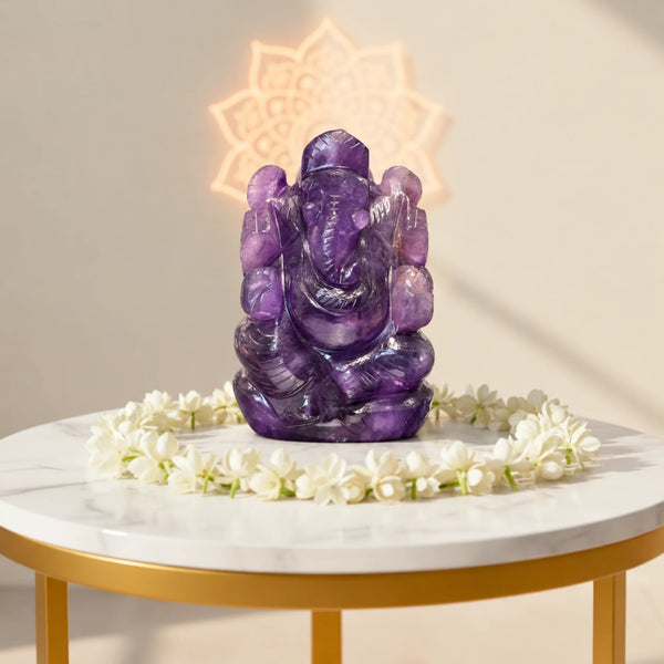 Natural Amethyst Ganesha Idol | Peace & Spiritual Wisdom