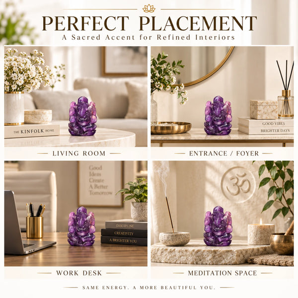 Natural Amethyst Ganesha Idol | Peace & Spiritual Wisdom