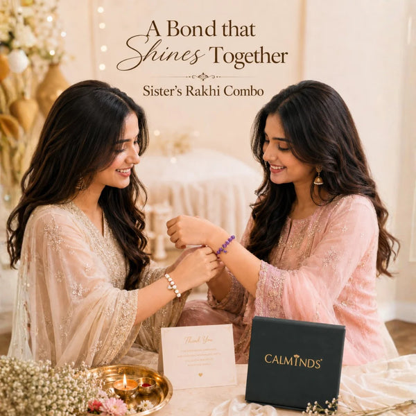 Amethyst & Moonstone Heart Charm — Sisterly Calm Rakhi for Bhabhi & Sister