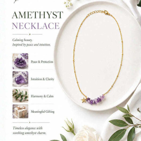 Amethyst Crystal Necklace for Calmness, Clarity & Inner Peace