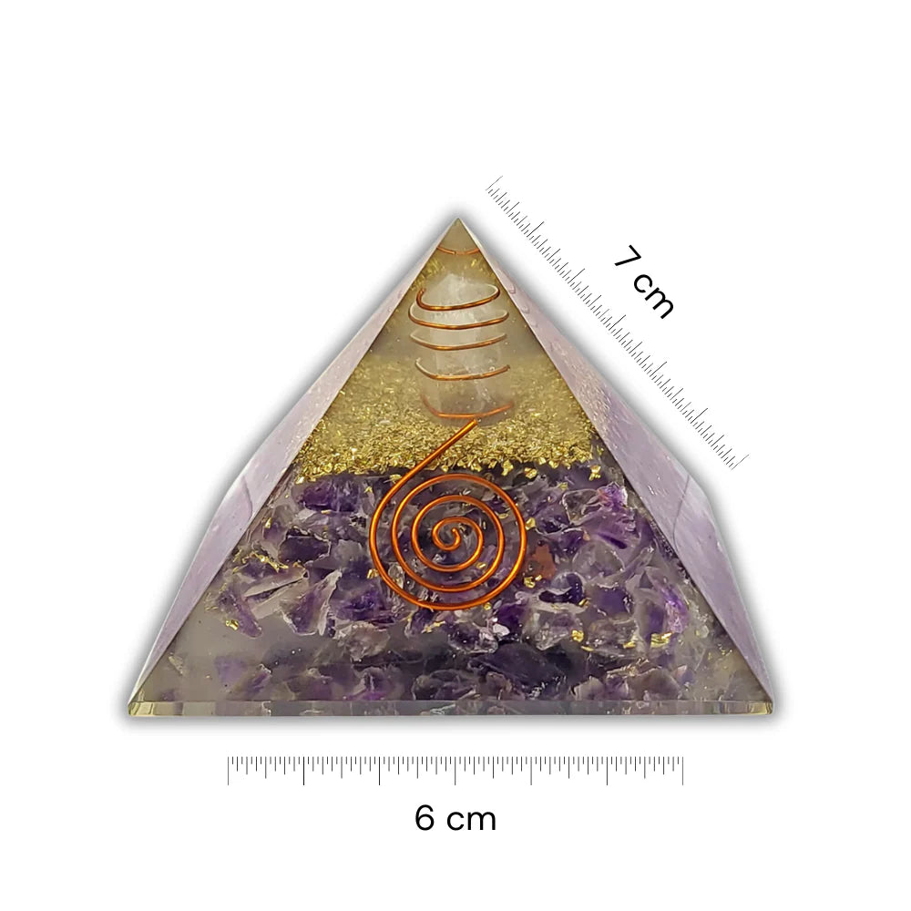 Amethyst Orgonite Pyramid crystal size 6 cm width and 7 cm height