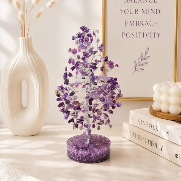 Amethyst Crystal Tree with Orgonite Base | Natural Healing Crystal Tree