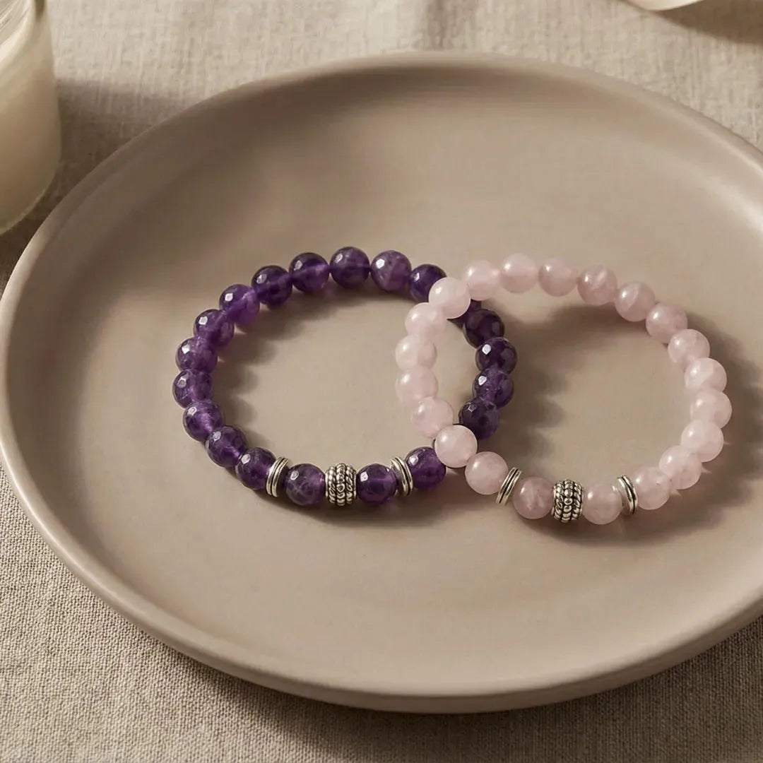 Valentine’s Day couple crystal bracelets with love cards calminds