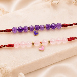 Rose Quartz & Amethyst Lumba Rakhi for Bhabhi & Sister