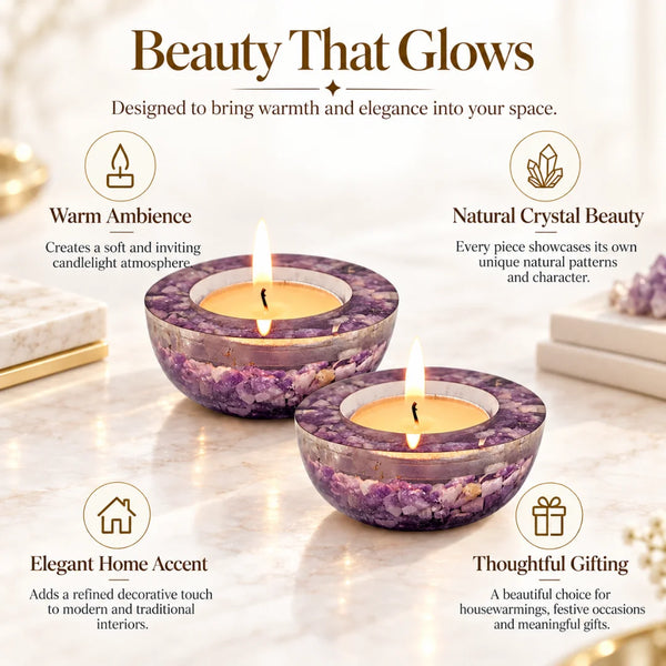 Amethyst Tea Light Candle Holder (Set of 2)