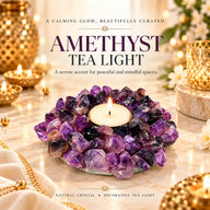 Amethyst Tea Light | Natural Amethyst Crystal Tea Light Holder for Puja, Décor & Gifting