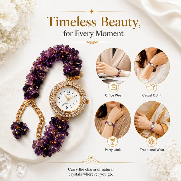Natural Amethyst Bracelet Watch for Women