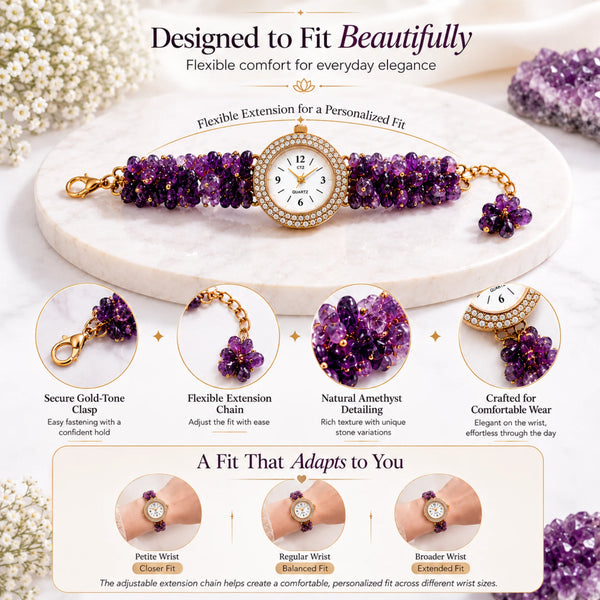 Natural Amethyst Bracelet Watch for Women