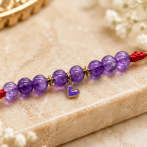 Amethyst Stone Lumba Rakhi with Heart Charm for Bhabhi & Sister