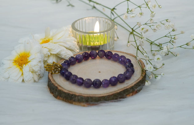 Amethyst Healing Bracelet with golden charm