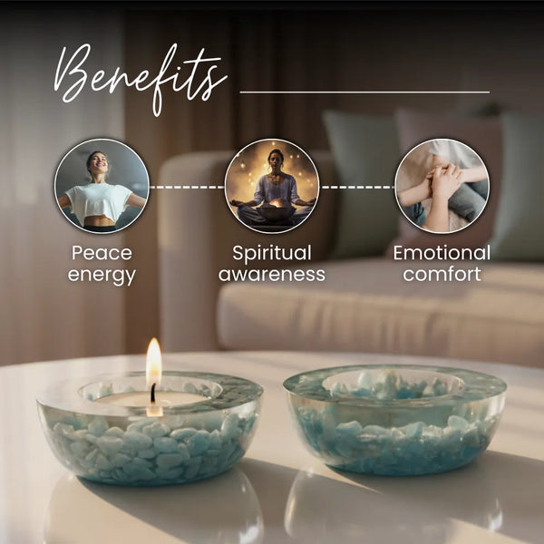 Angelite Tea Light Candle Holder set