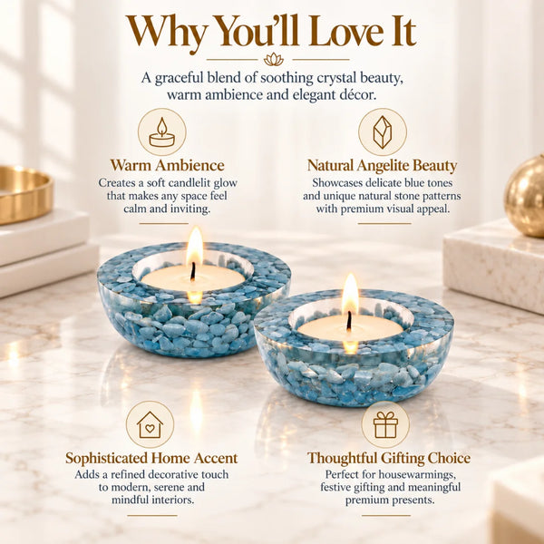 Angelite Tea Light Candle Holder set