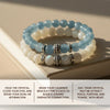 Two beaded bracelets on a book with text instructions.