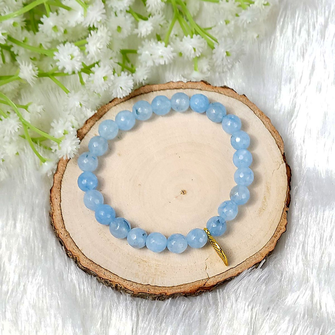 Blue color Aquamarine crystal bracelet 