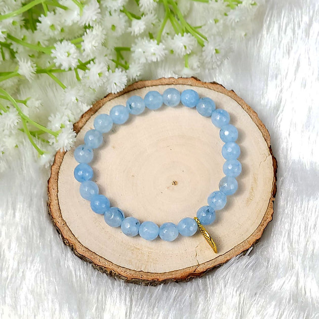 Blue color Aquamarine crystal bracelet 
