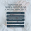 Benefits of green aventurine crystal bracelet including luck, prosperity, emotional healing, confidence, and spiritual growth