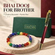 Bhai Dooj Gift for Brother – 7 Chakra Bracelet & Pyrite Crystal Pen Gift Set