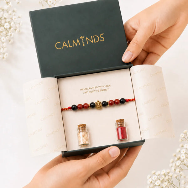 Black Tourmaline & Red Jasper — Courage & Protection Rakhi for Brother