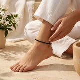 Natural Black Tourmaline Anklet | Crystal Anklet for Everyday Wear