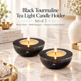 Black Tourmaline Tea Light Candle Holder (Set of 2)