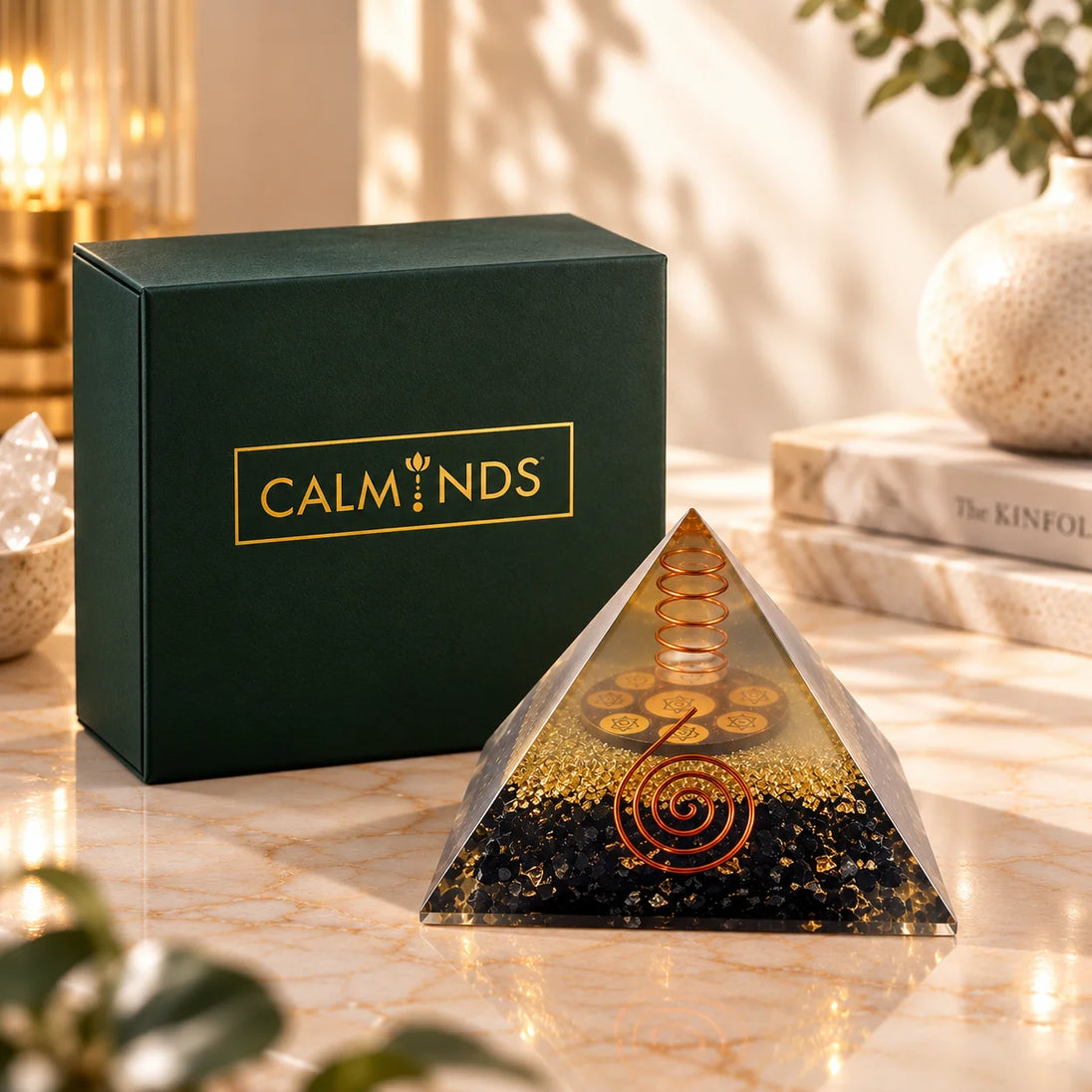 Black Tourmaline Orgonite Pyramid | Grounding Crystal Pyramid – product image