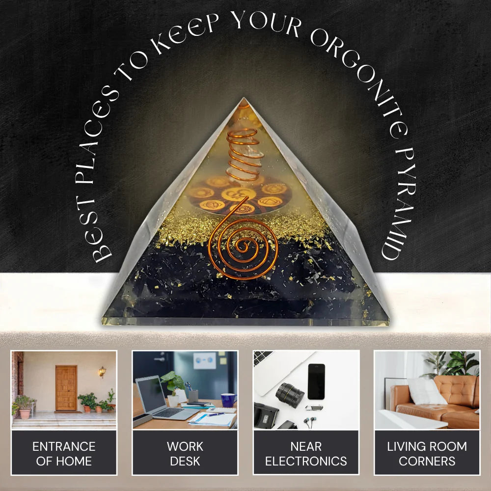Best places to keep Black Tourmaline Orgonite Pyramid at home entrance, work desk, near electronics and living room