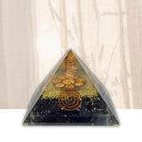 Black Tourmaline Orgonite Pyramid | Protection Crystal Pyramid