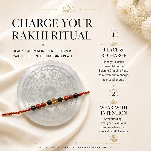 Black Tourmaline & Red Jasper — Courage & Protection Rakhi for Brother