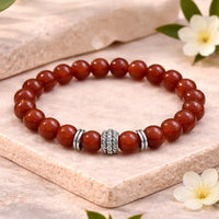 Carnelian Diamond-Cut Crystal Bracelet for Confidence, Courage & Motivation - (8mm)