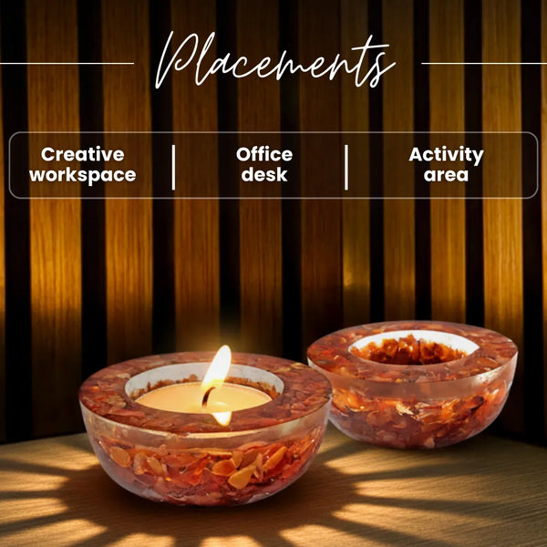 Carnelian Tea Light Candle Holder (Set of 2)