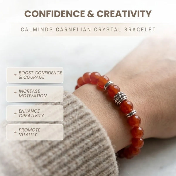 Carnelian Crystal Bracelet for Confidence & Motivation (8mm)