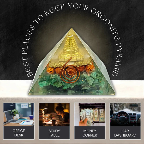 Green Aventurine Orgonite Pyramid | Prosperity Crystal Pyramid