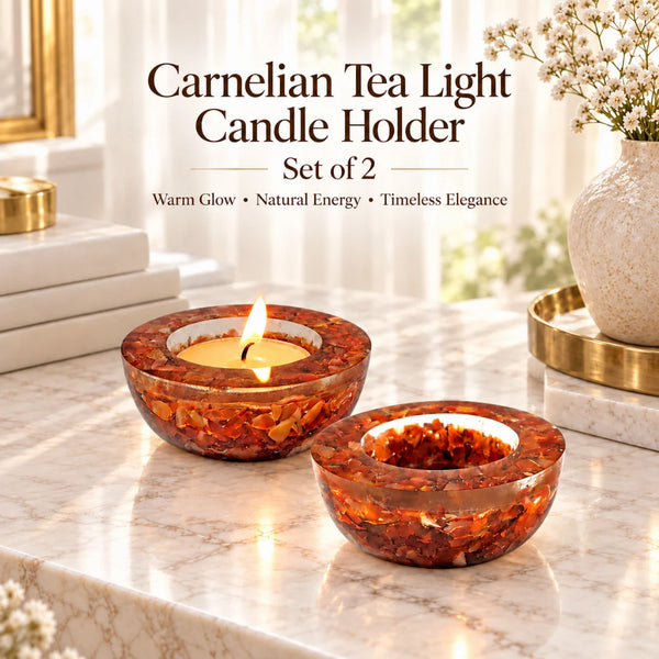 Carnelian Tea Light Candle Holder (Set of 2)