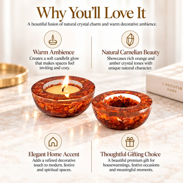 Carnelian Tea Light Candle Holder (Set of 2)