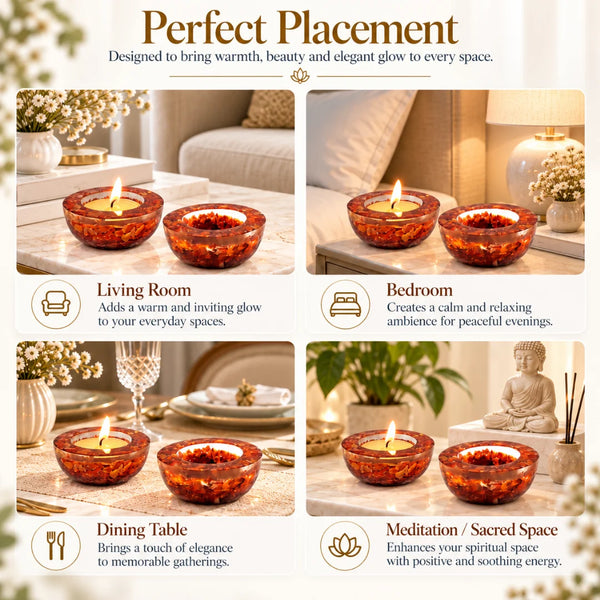 Carnelian Tea Light Candle Holder (Set of 2)