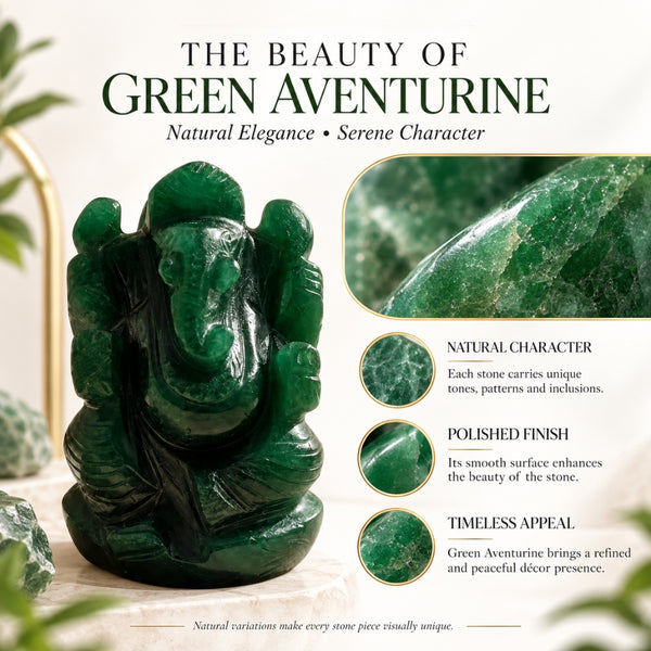 Certified Green Jade Ganesha Idol (3 Inch) for Wealth & Prosperity