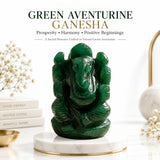 Certified Green Jade Ganesha Idol (3 Inch) for Wealth & Prosperity