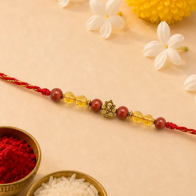 Citrine and Red Jasper Success and Strength Rakhi for Brother, product image 1