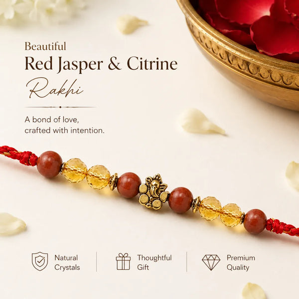 Citrine & Red Jasper — Success & Strength Rakhi for Brother