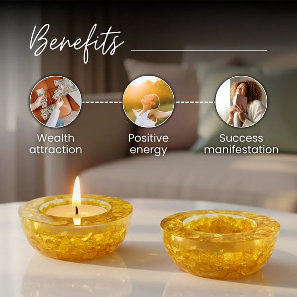 Citrine Tea Light Candle Holder (Set of 2)
