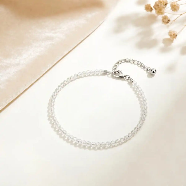 Natural Clear Quartz Crystal Anklet for Clarity, Balance & Everyday Wear