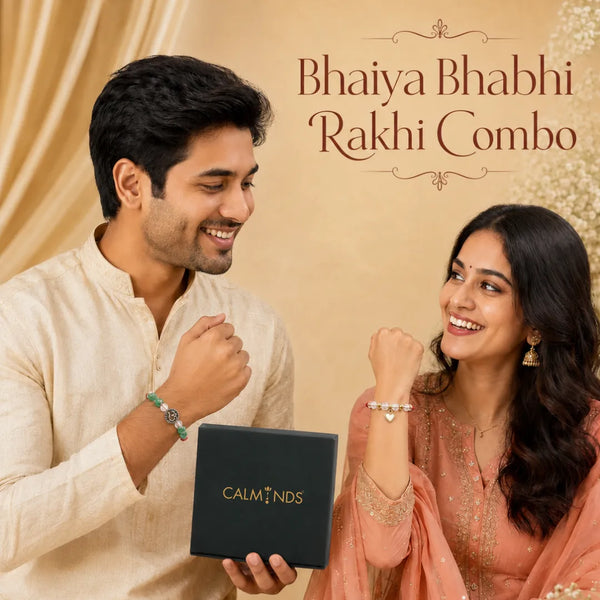 Clear Quartz & Green Aventurine — Clarity & Growth Bhaiya Bhabhi Rakhi Combo