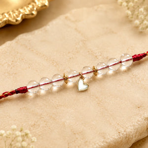Clear Quartz Heart Lumba Rakhi for Bhabhi & Sister
