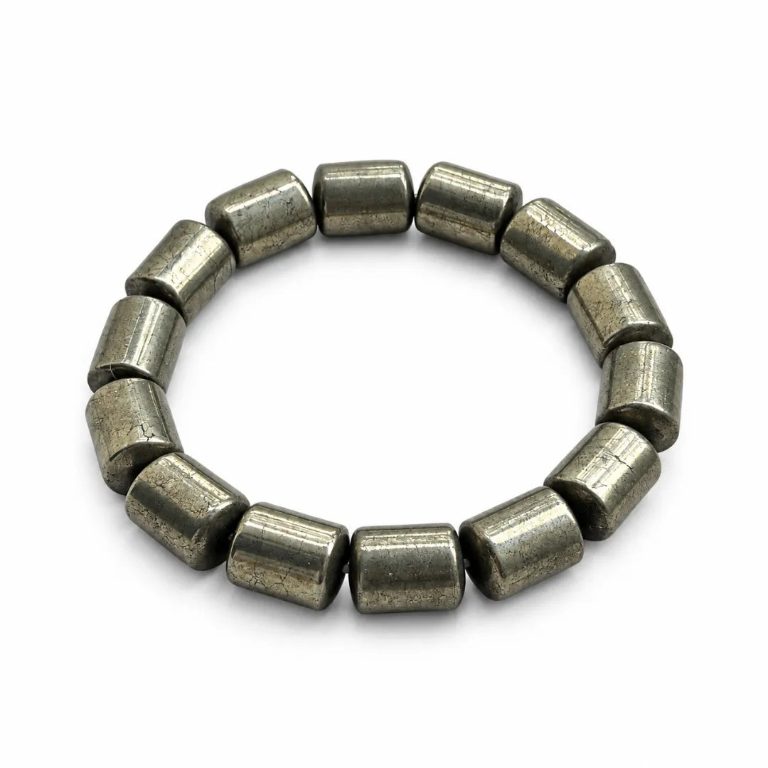 Cylindrical pyrite bracelet additional product angle