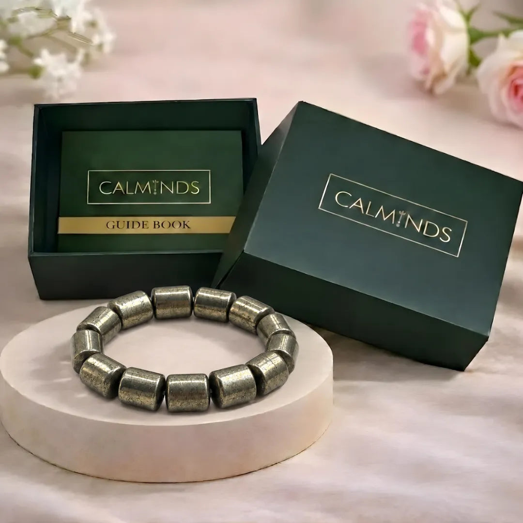 Cylindrical pyrite bracelet alternate product view
