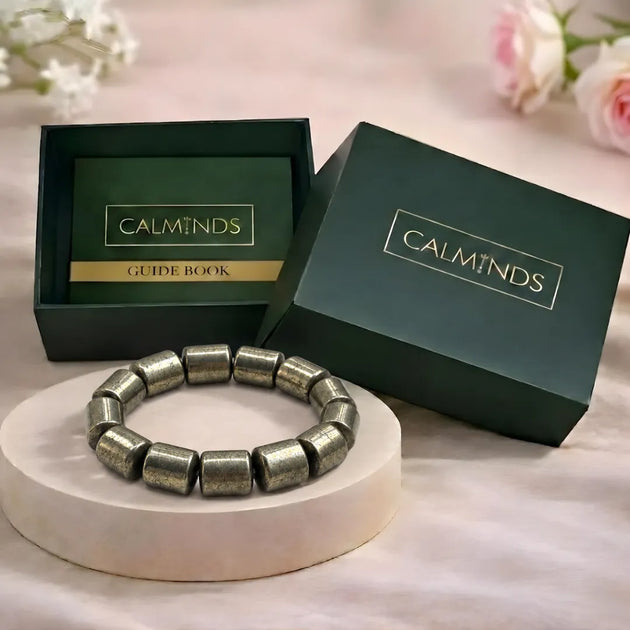 Cylindrical pyrite bracelet alternate product view