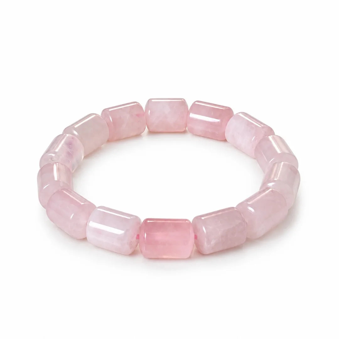 Cylindrical rose quartz bracelet additional product angle