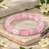 Cylindrical rose quartz crystal bead bracelet by Calminds
