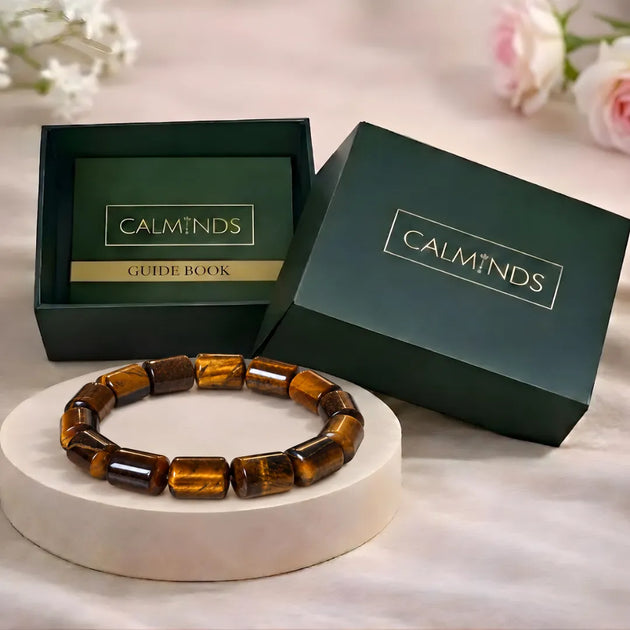 Cylindrical tiger eye bracelet alternate product view