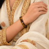 Cylindrical tiger eye bracelet detail for everyday styling